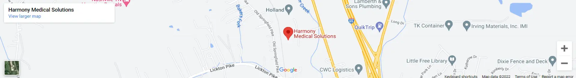 A map of harmony medical solutions location